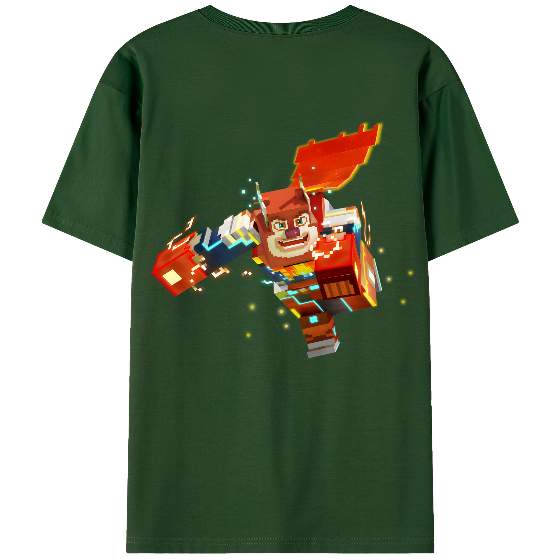 （画像用） マインクラフト ブロックの世界 Minecraft MC Block world 綿100％半袖Tシャツ（背面プリント）
